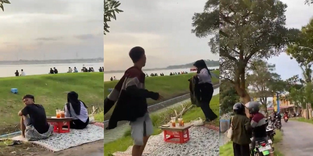 Cuplikan video seorang pria dan wanita yang diduga pasangan selingkuh digerebek oleh adik iparnya sendiri di Waduk Jombor, Klaten, Jateng.