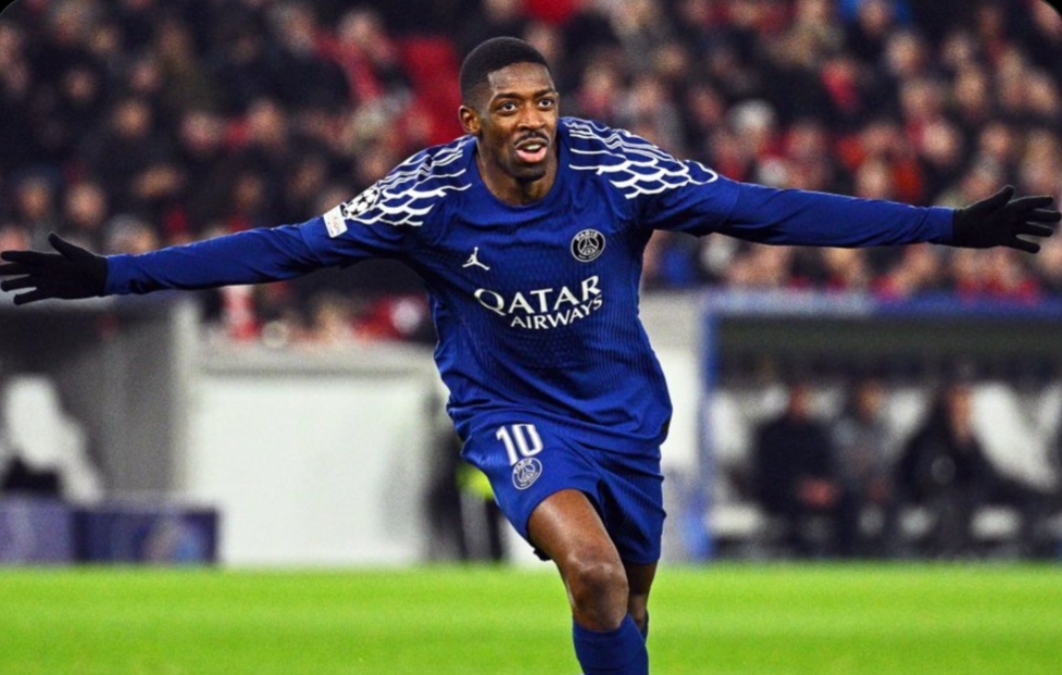 Ousmane Dembele cetak brace bawa Paris Saint-Germain menempatkan satu kakinya ke babak 16 besar.