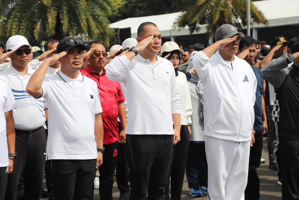 Wali Kota dan Wakil Wali Kota Surabaya Eri Cahyadi dan Armuji saat gladi kotor pelantikan kepada daerah di Jakarta.