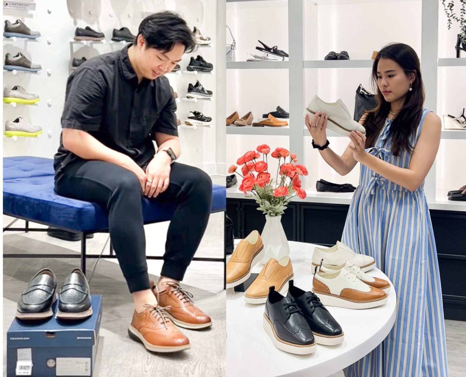 TREN MODE: Pelanggan memilih sepatu yang memadukan unsur kenyamanan serta model yang tren di Cole Haan, Ciputra World Surabaya, Rabu (5/3).