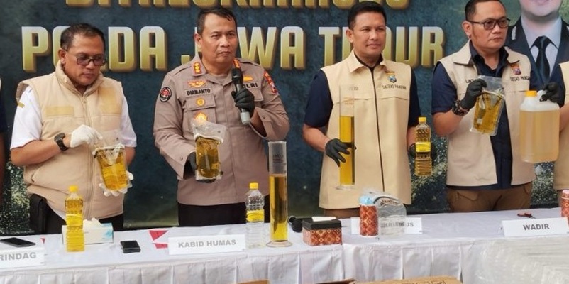 UNGKAP: Satgas Pangan Polda Jatim mengungkap kasus pemalsuan MinyaKita di Sampang dan Surabaya.