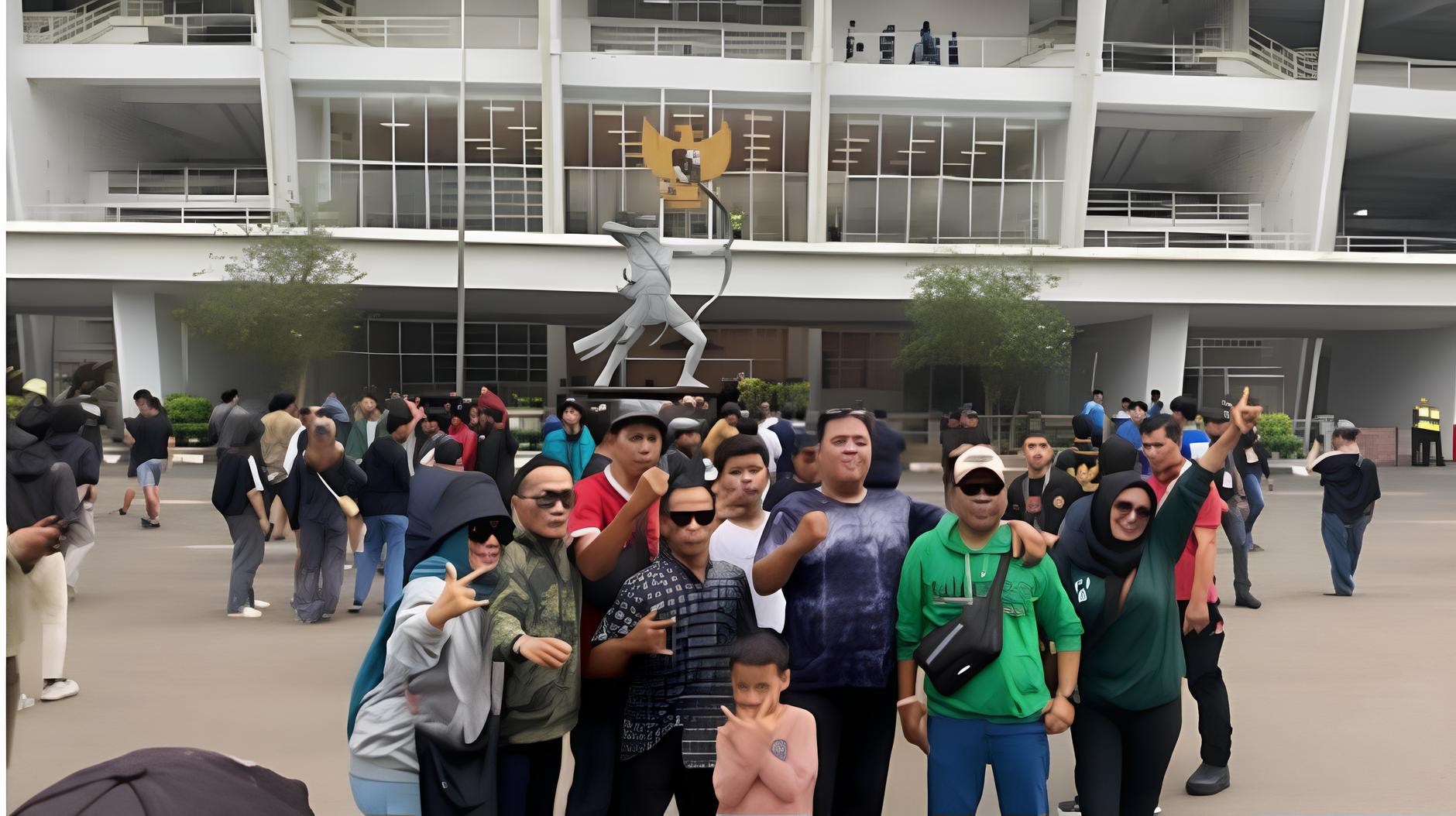 Suporter Persebaya (Bonek) hadir di Stadion Utama Gelora Bung Karno, Jakarta.