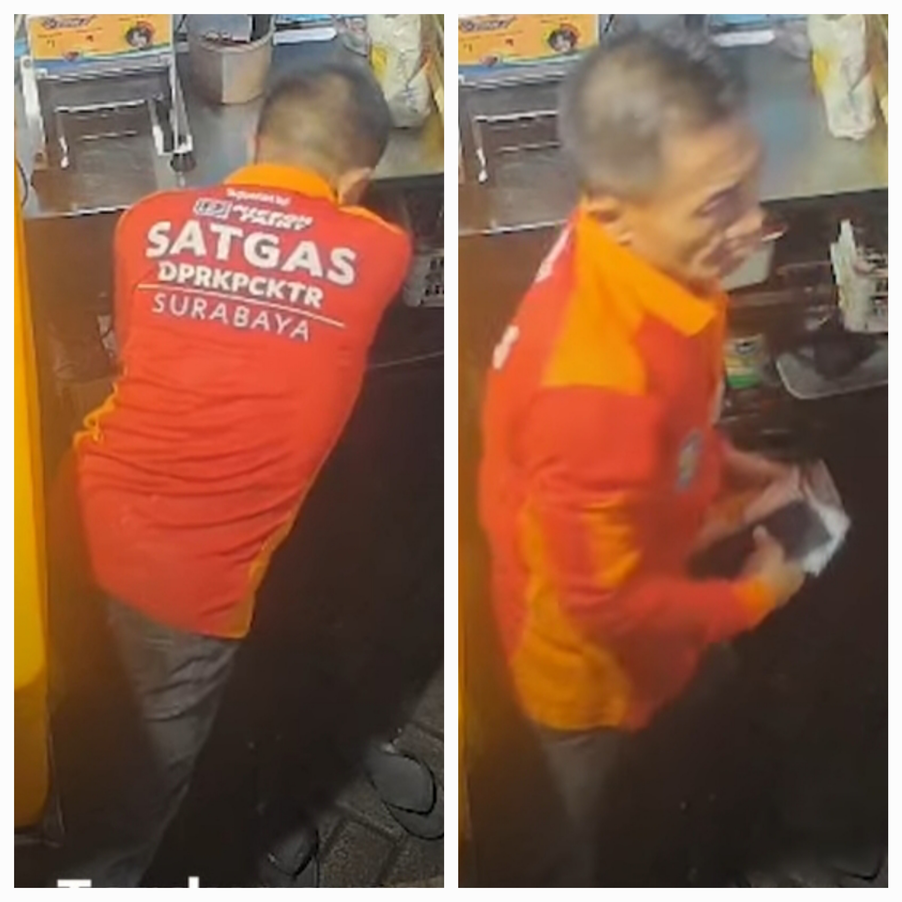 TERLIHAT : Pelaku pencurian di warung es degan Jalan Jagir, Wonokromo, Surabaya. (IST/RADAR SURABAYA)