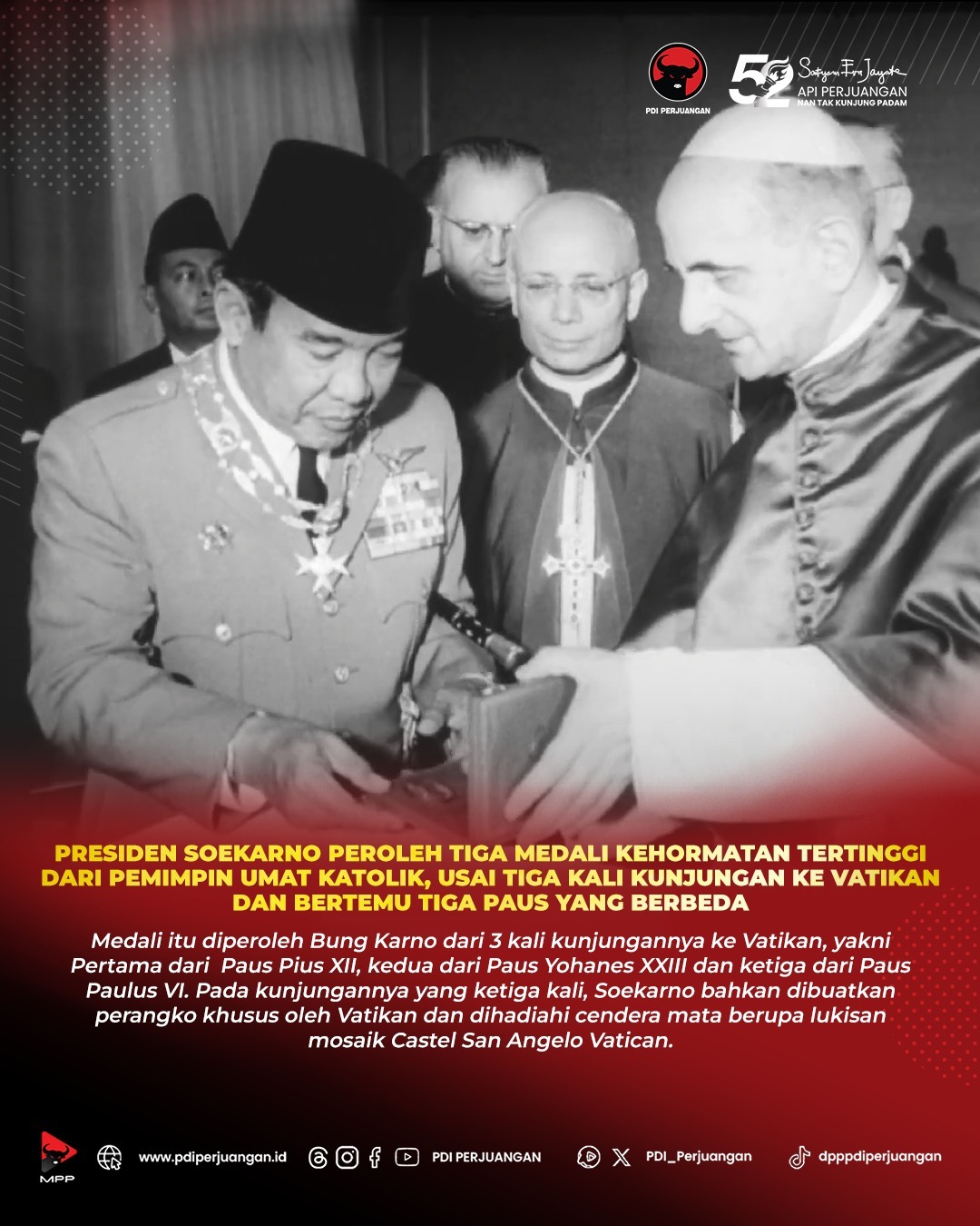 Presiden Soekarno bersama Paus Paulus VI di Vatikan. (IST)