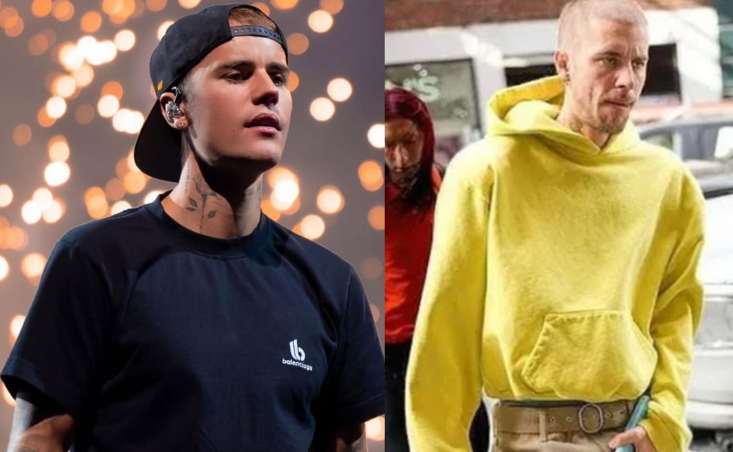 TERLIHAT LEBIH TUA: Penampilan Justin Bieber dahulu (foto kiri), penampilan saat ini.