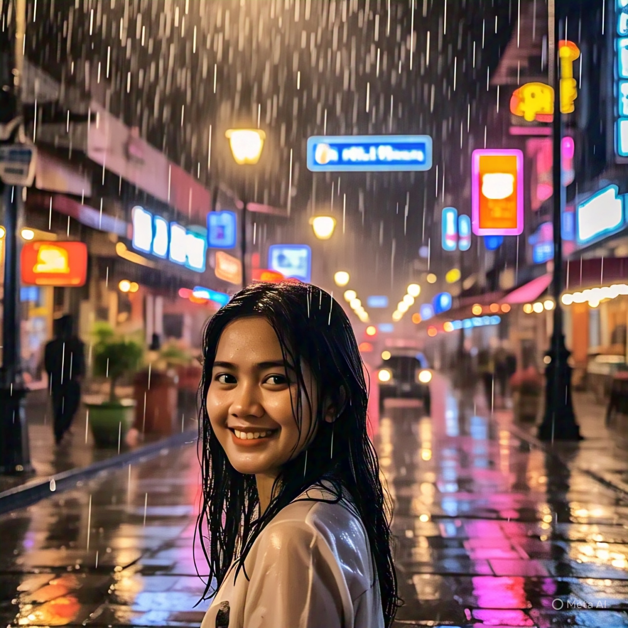 Ilustrasi hujan ringan di kota. (AI)
