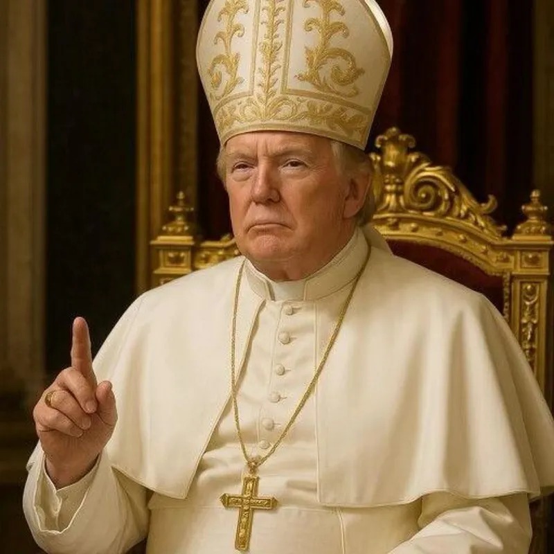 Gambar AI Presiden AS Donald Trump berbusana ala Paus mengundang kontroversi karena dianggap melecehkan Katolik. (IST)