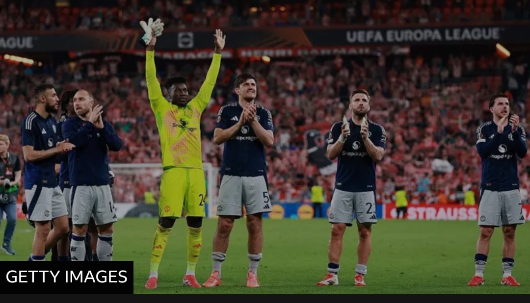 Pemain Manchester United di Stadion San Mames saat menghadapi Atletico Bilbao di leg pertama semifinal.