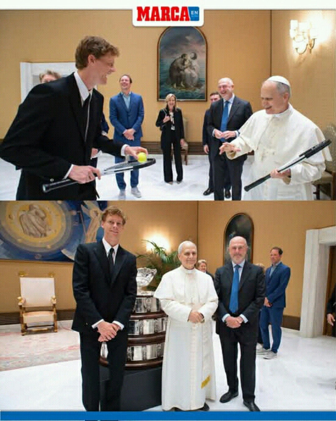 Paus Leo XIV menerima audiensi dari petenis top dunia Jannik Sinner di Vatikan. (IST)