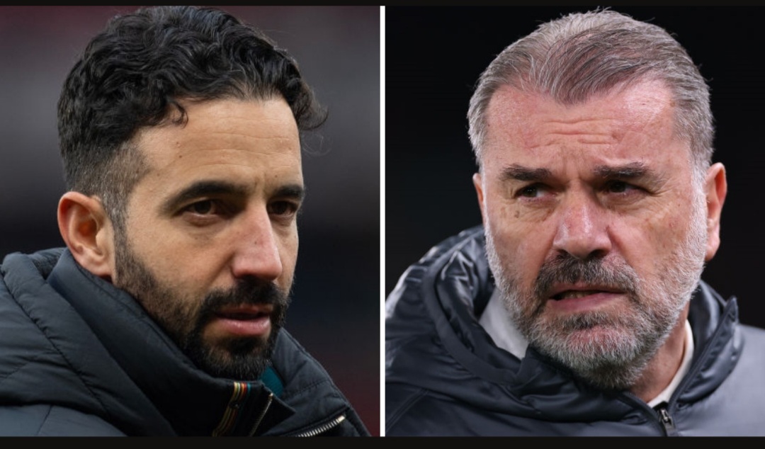 Ruben Amorim (kiri) dan Ange Postecoglou.