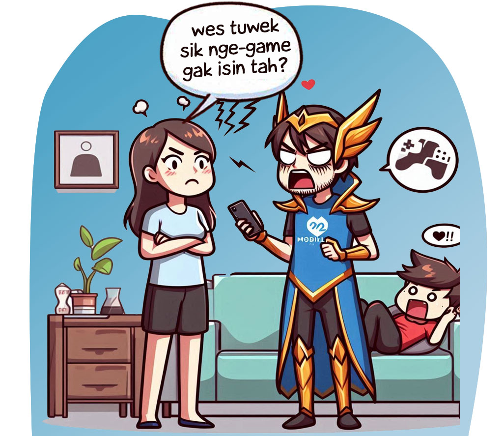 Ilustrasi rumah tangga Donwori dan Karin. (AI/ABDUL ROZAK/RADAR SURABAYA)