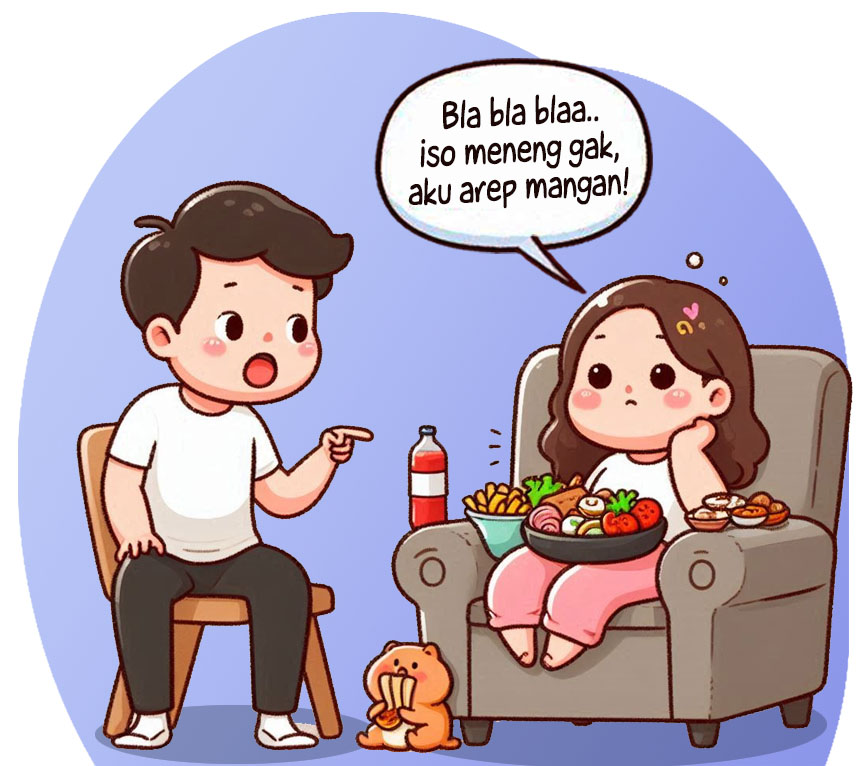 Ilsutrasi rumah tangga Donwori dan Karin. (AI/ABDUL ROZAK/RADAR SURABAYA)