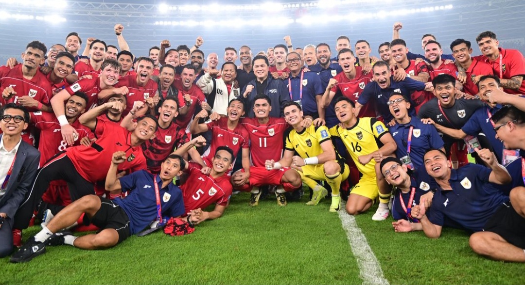 Skuad Garuda bersama Presiden Prabowo Subianto.