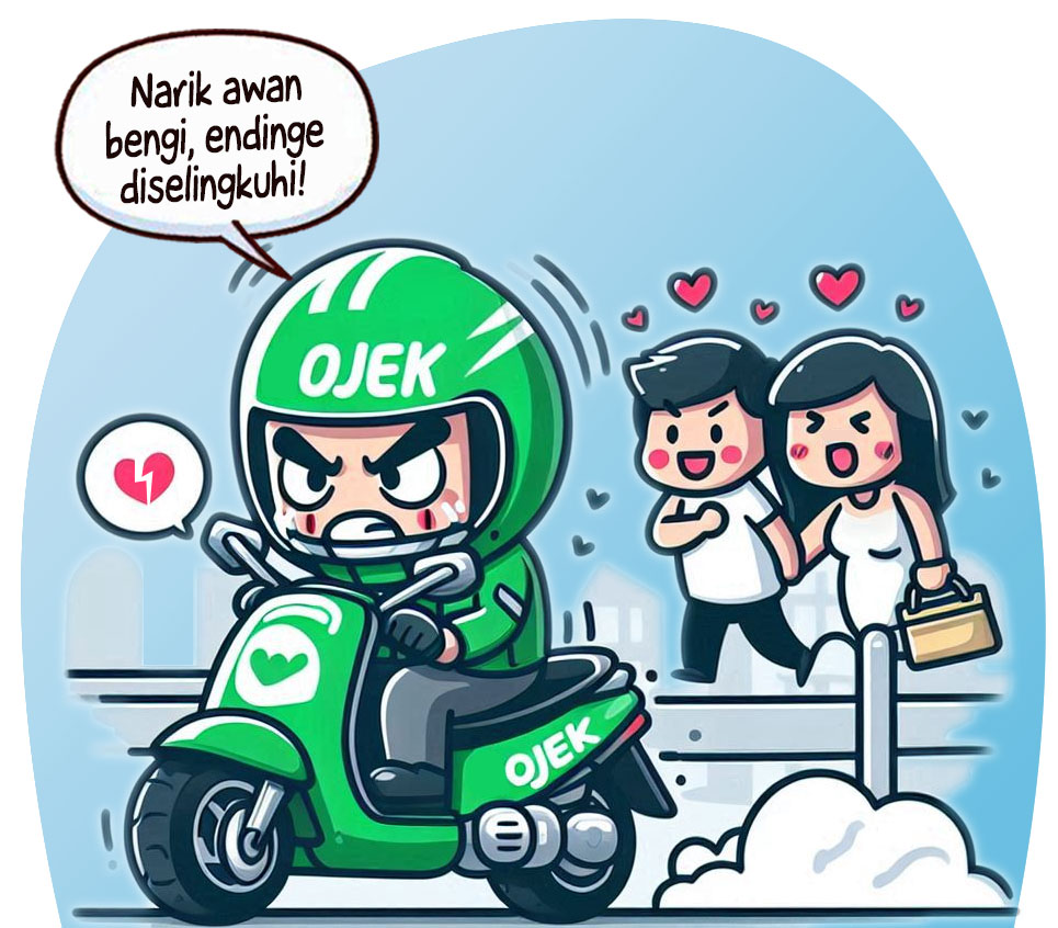 Ilustrasi rumah tangga Donwori dan Karin. (AI/ABDUL ROZAK/RADAR SURABAYA)
