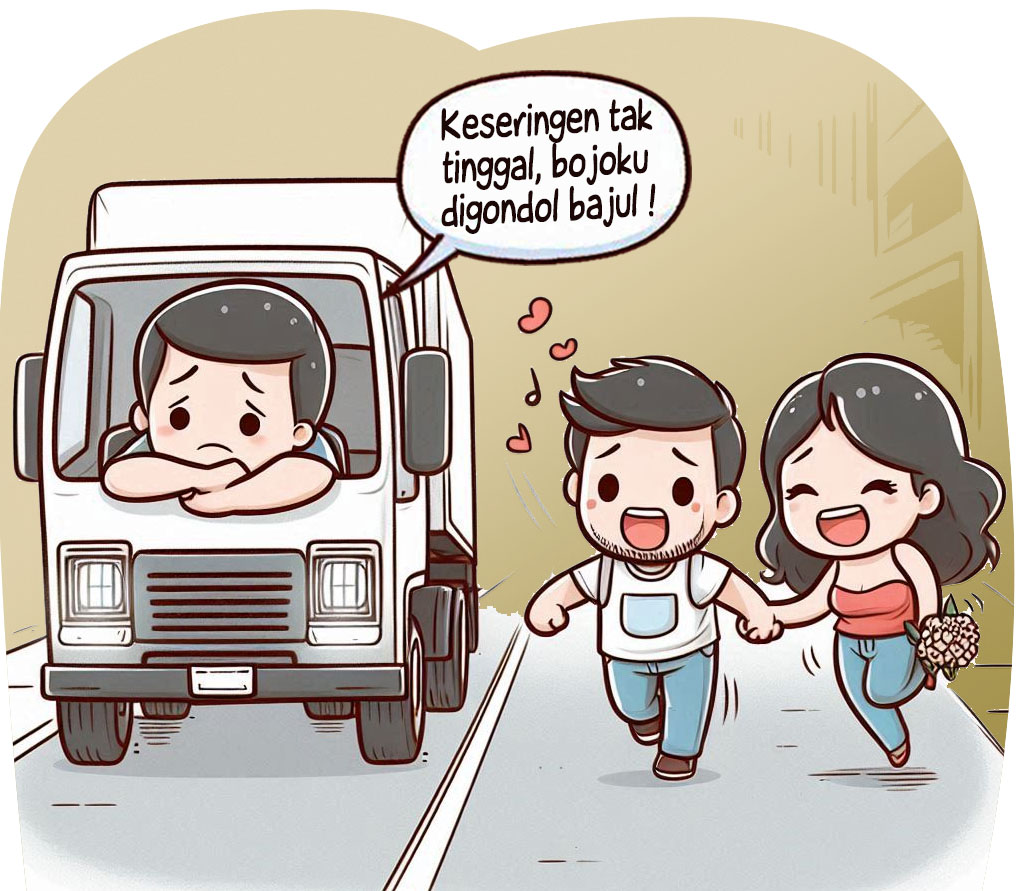 Ilustrasi rumah tangga Donwori dan Karin. (AI/ABDUL ROZAK/RADAR SURABAYA)
