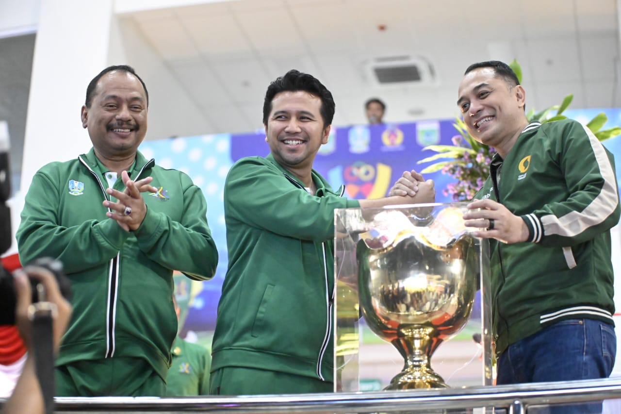 Ketua Umum.KONI Jatim Muhammad Nabil. Wakil Gubernur Emil.Elestianto Dardak, dan Wali Kota Surabaya Eri Cahyadi.