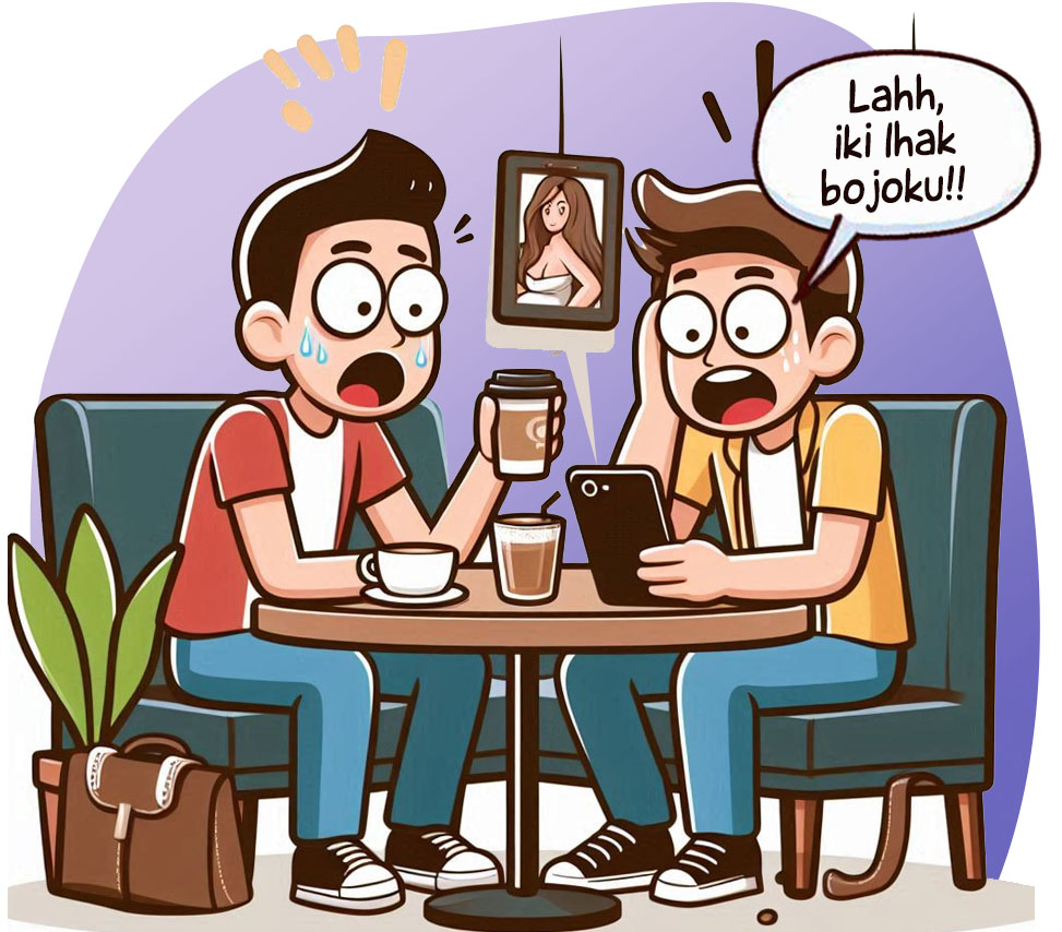 Ilustrasi rumah tangga Donwori dan Karin. (AI/ABDUL ROZAK/RADAR SURABAYA)
