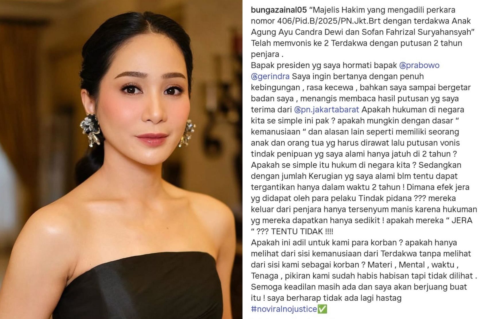 Bunga Zainal kecewa atas putusan hakim terhadap 2 pelaku investasi bodong yang membuatnya rugi Rp 6,2 miliar.