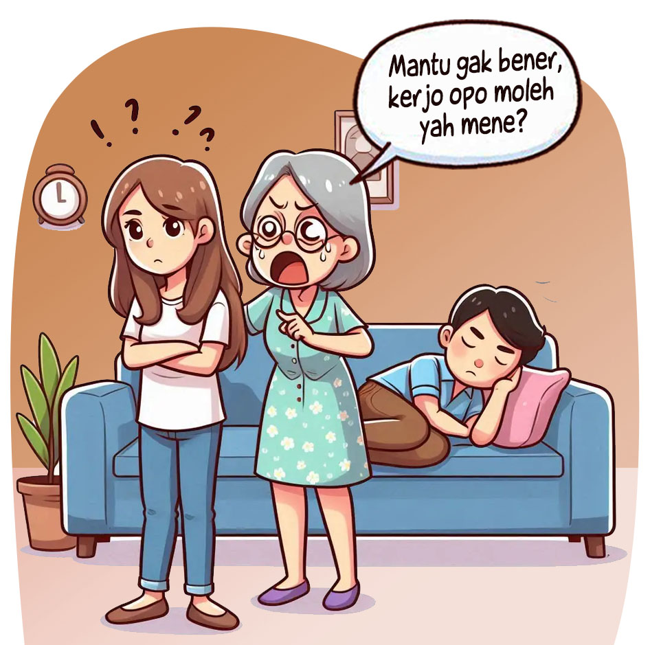 Ilustrasi rumah tangga Donwori dan Karin. (AI/ABDUL ROZAK/RADAR SURABAYA)