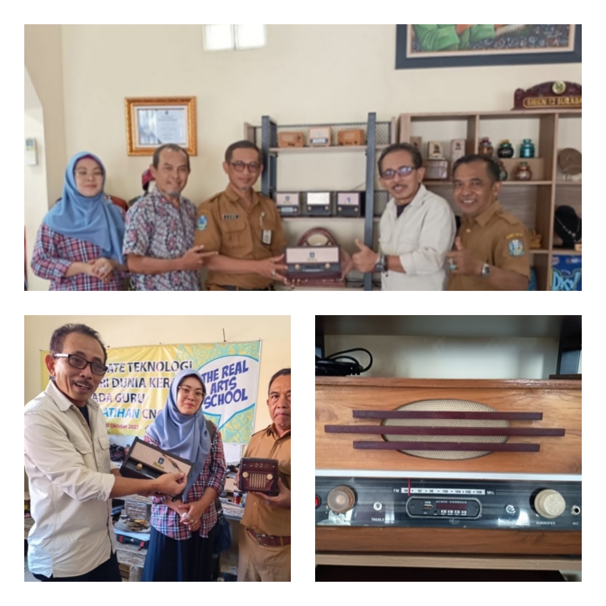 Mantan anggota DPRD Surabaya AH Thony mengapresiasi Radio Bung Tomo karya pelajar SMKN 12 Surabaya. (IST)