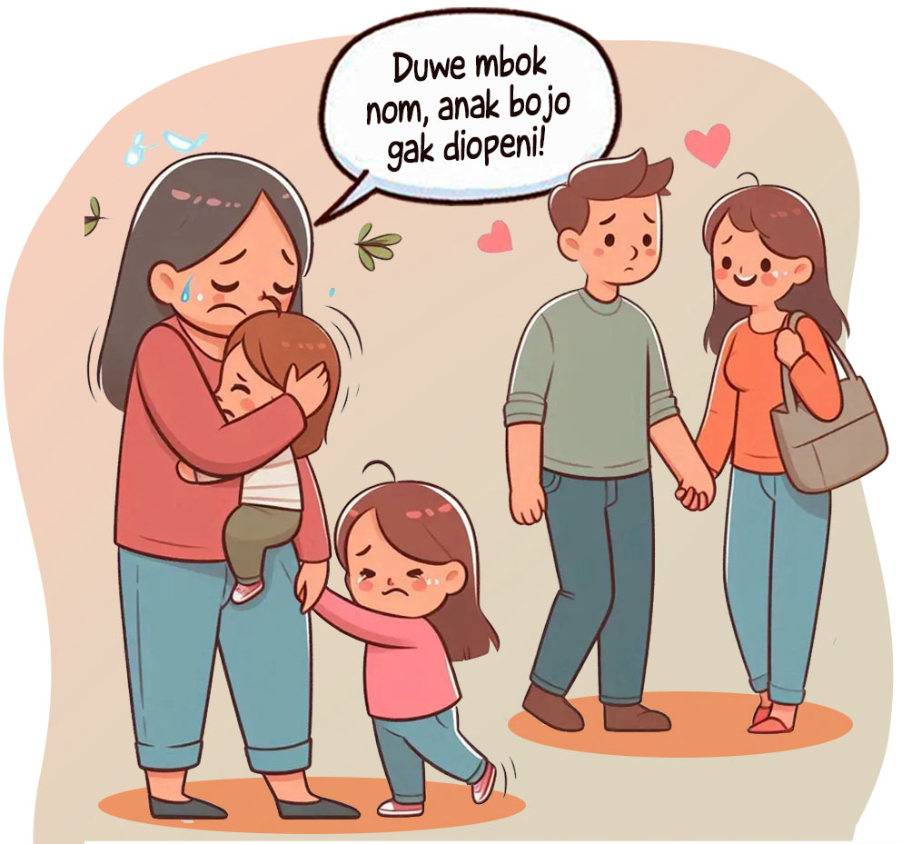 Ilustrasi rumah tangga Donwori dan Karin (AI/ABDUL ROZAK/RADAR SURABAYA)