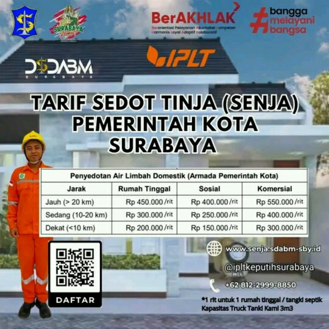 Tarif sedot tinja atau WC yang diumumkan Pemkot Surabaya. (IST)