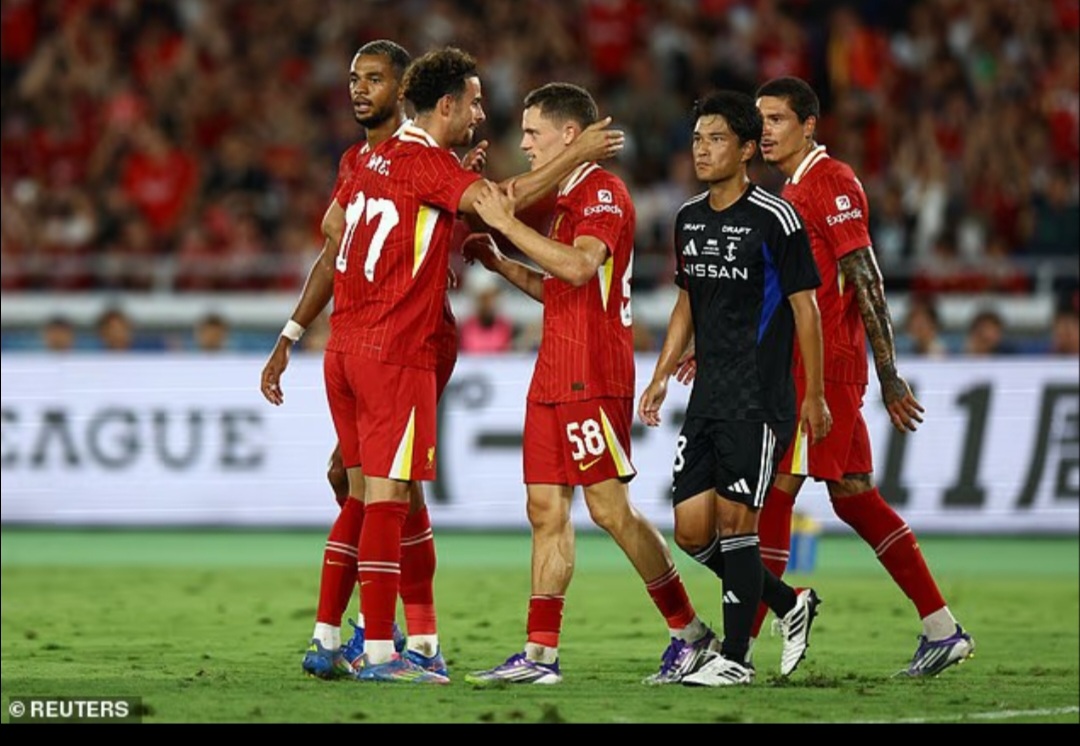 Florian Wirtz mencetak gol pertamanya untuk Liverpool dalam kemenangan persahabatan mereka atas Yokohama Marinos