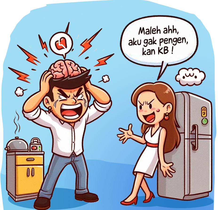 Ilustrasi rumah tangga Donwori dan Karin. (AI/ABDUL ROZAK/RADAR SURABAYA)