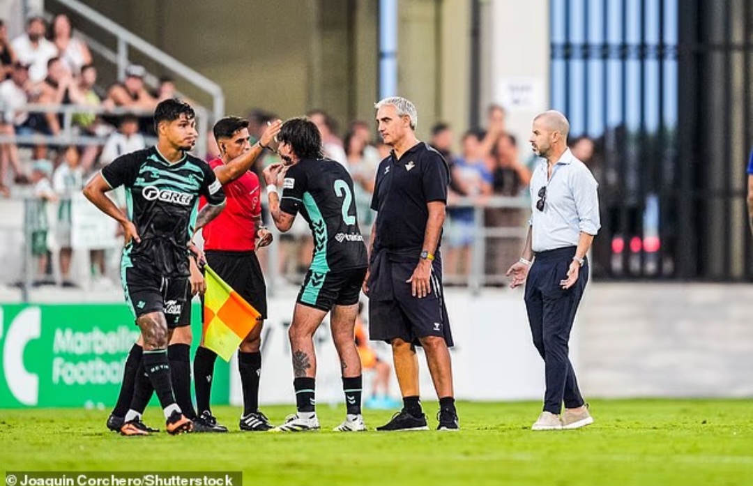 Mantan bek Arsenal Hector Bellerin adalah salah satu dari dua pemain yang menerima kartu merah setelah protesnya yang semakin bersemangat kepada wasit.