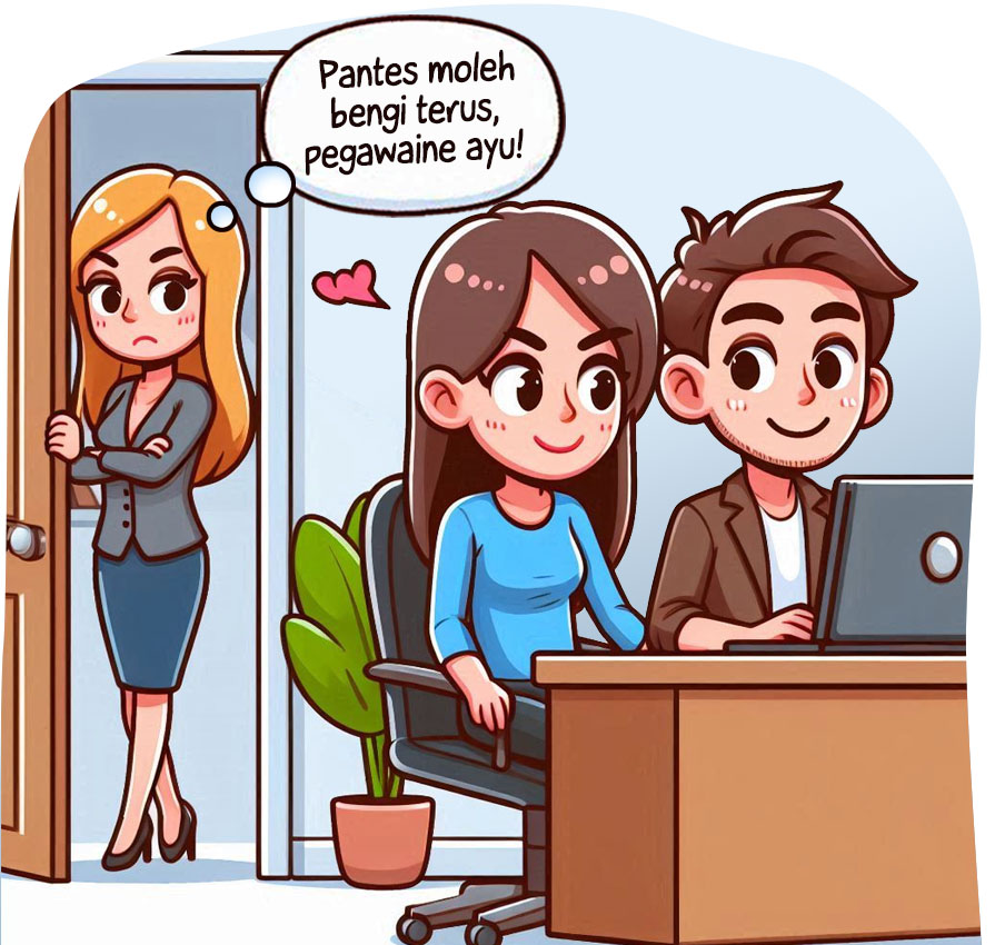Ilustrasi rumah tangga Donwori dan Karin. (AI/ABDUL ROZAK/RADAR SURABAYA)