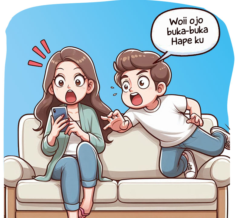 Ilustrasi rumah tangga Donwori dan Karin. (AI/ABDUL ROZAK/RADAR SURABAYA)