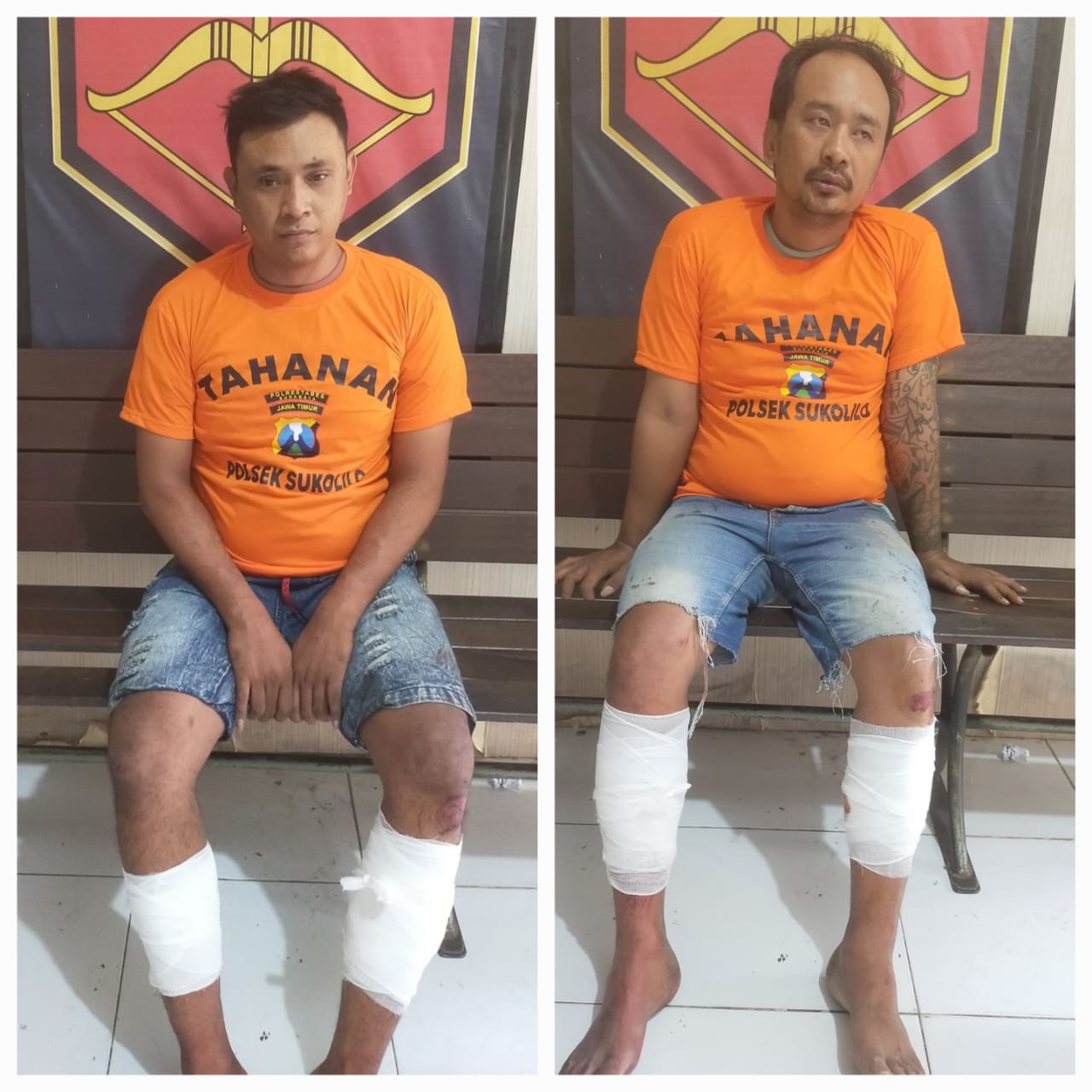 LEMAS: Dua pencuri motor ditembak kaki oleh Polsek Sukolilo. Usai mencuri dan ancaman anggota gunakan sajam di Surabaya. (IST/RADAR SURABAYA)