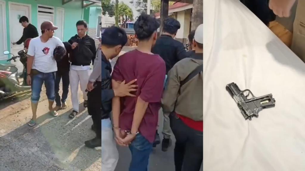 Pengamanan pelaku penembakan airsftgun oleh dua pemuda di Kedung Halang, Bogor