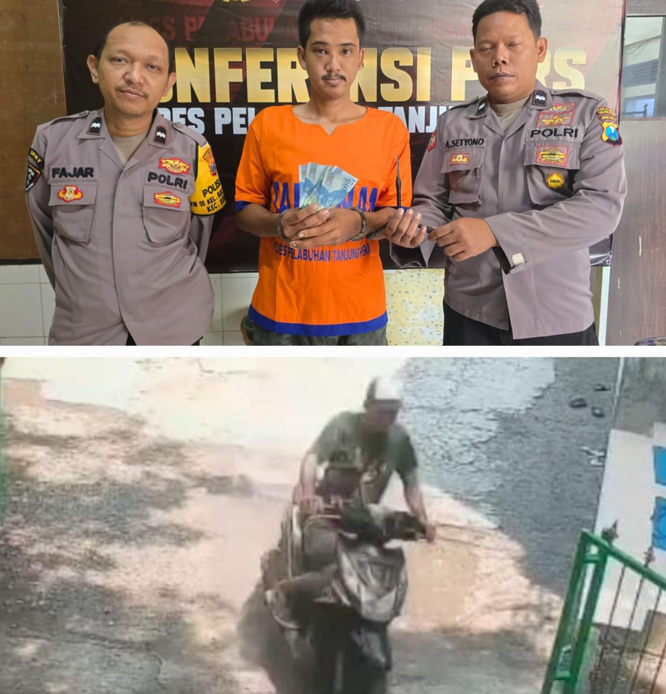 DITANGKAP: Pelaku curanmor di parkiran Masjid Jalan Tambak Deres, Surabaya, ditangkap usai terekam CCTV. (IST/RADAR SURABAYA)