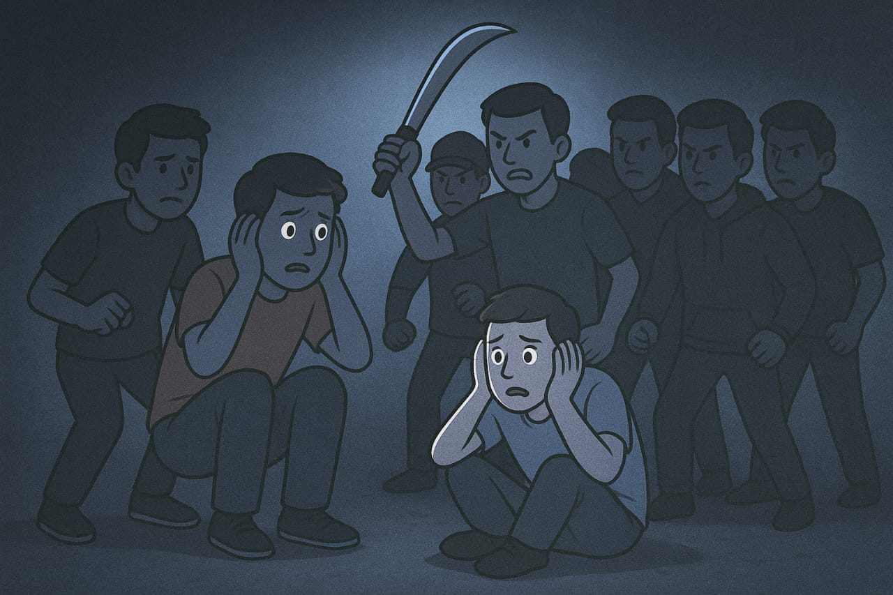 WASPADA: Dua pria menjadi korban begal saat melintas di Jalan Gula, Surabaya. Ia dibacok di wilayah Perak.(ILUSTRASI/RADAR SURABAYA)