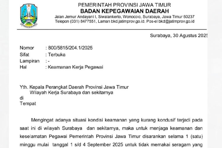 Surat BKD Jatim.