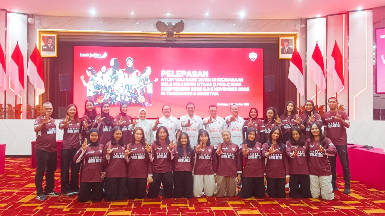 Tim Bola Voli Bank Jatim siap merebut gelar juara Liga Voli Indonesia (Livoli) 2025.