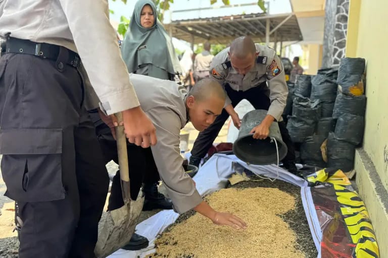 SPN Polda Jatim gelar program Kampus Hijau bagi 247 siswa Diktukba Polri 2025, pelajari tanaman pangan hingga pengendalian hama bersama pakar pertanian.