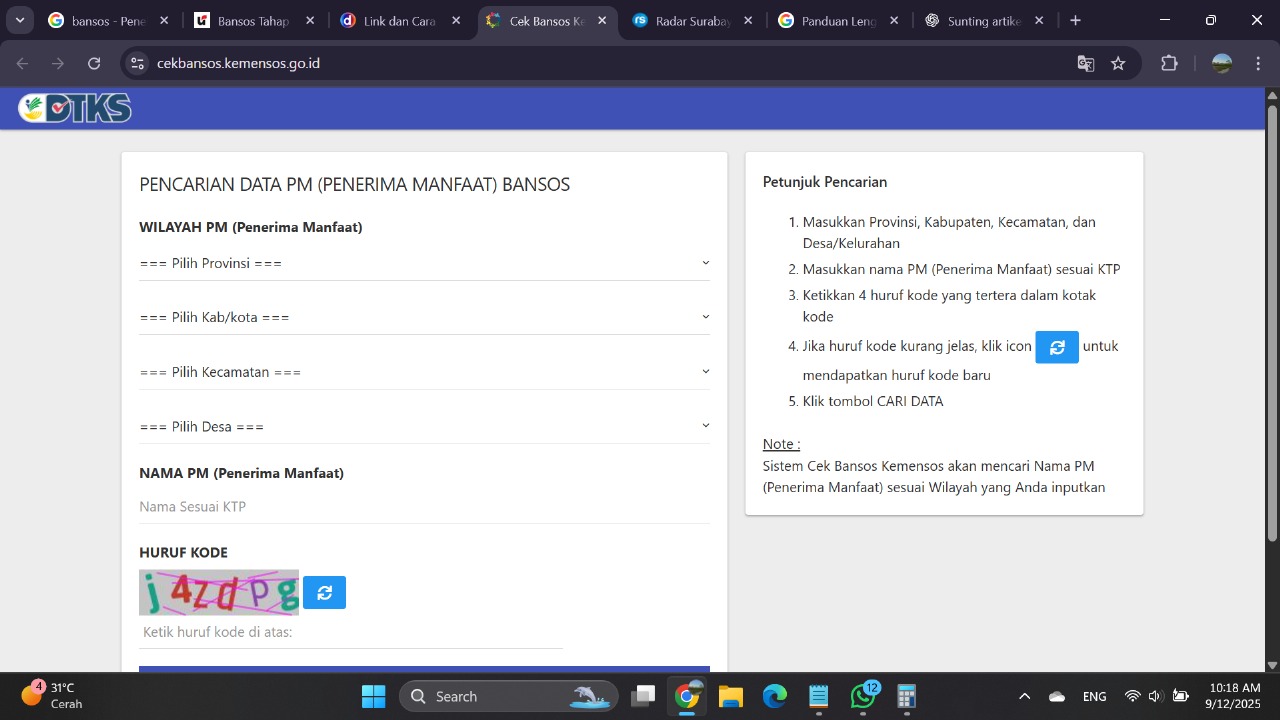 Link cek bansos PKH dan BPNT 2025
