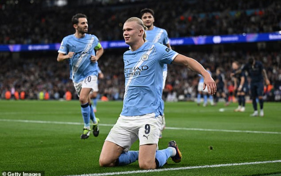 Erling Haaland cetak rekor gol di Liga Champions .