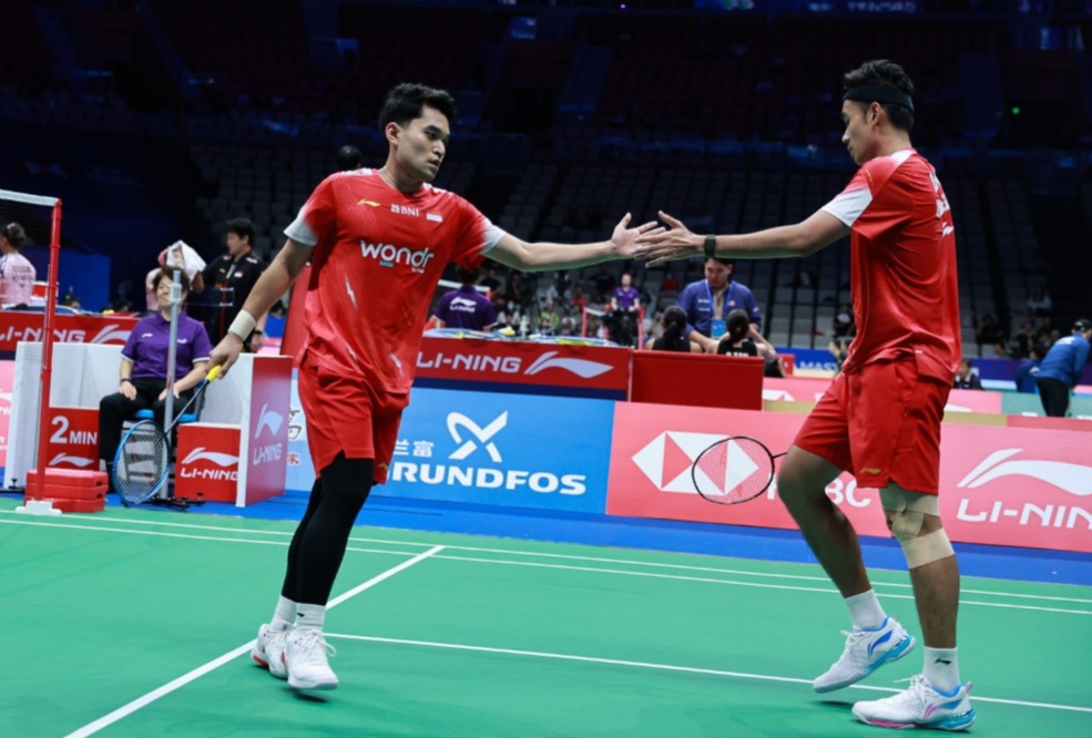 Ganda putra Leo Rolly Carnando dan Bagas Maulana.