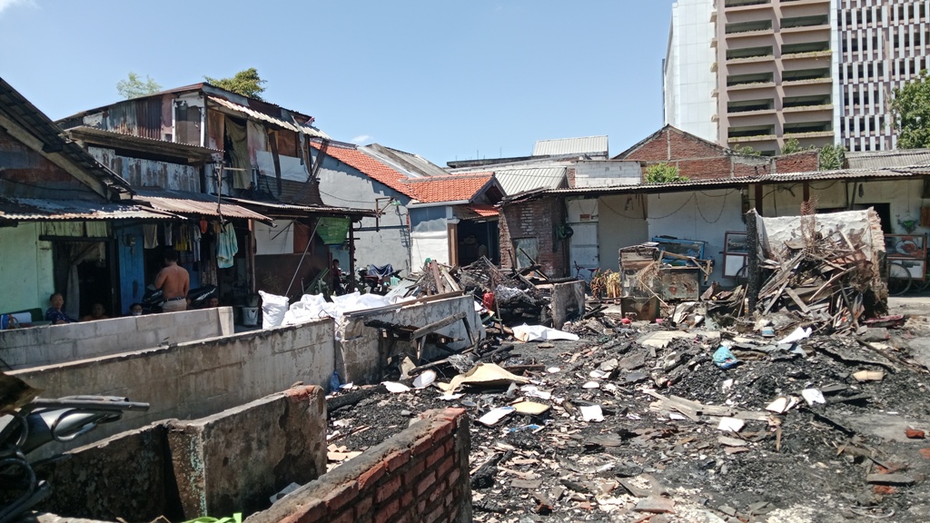 Bekas kebakaran di Jemur Wonosari Surabaya. (IST)