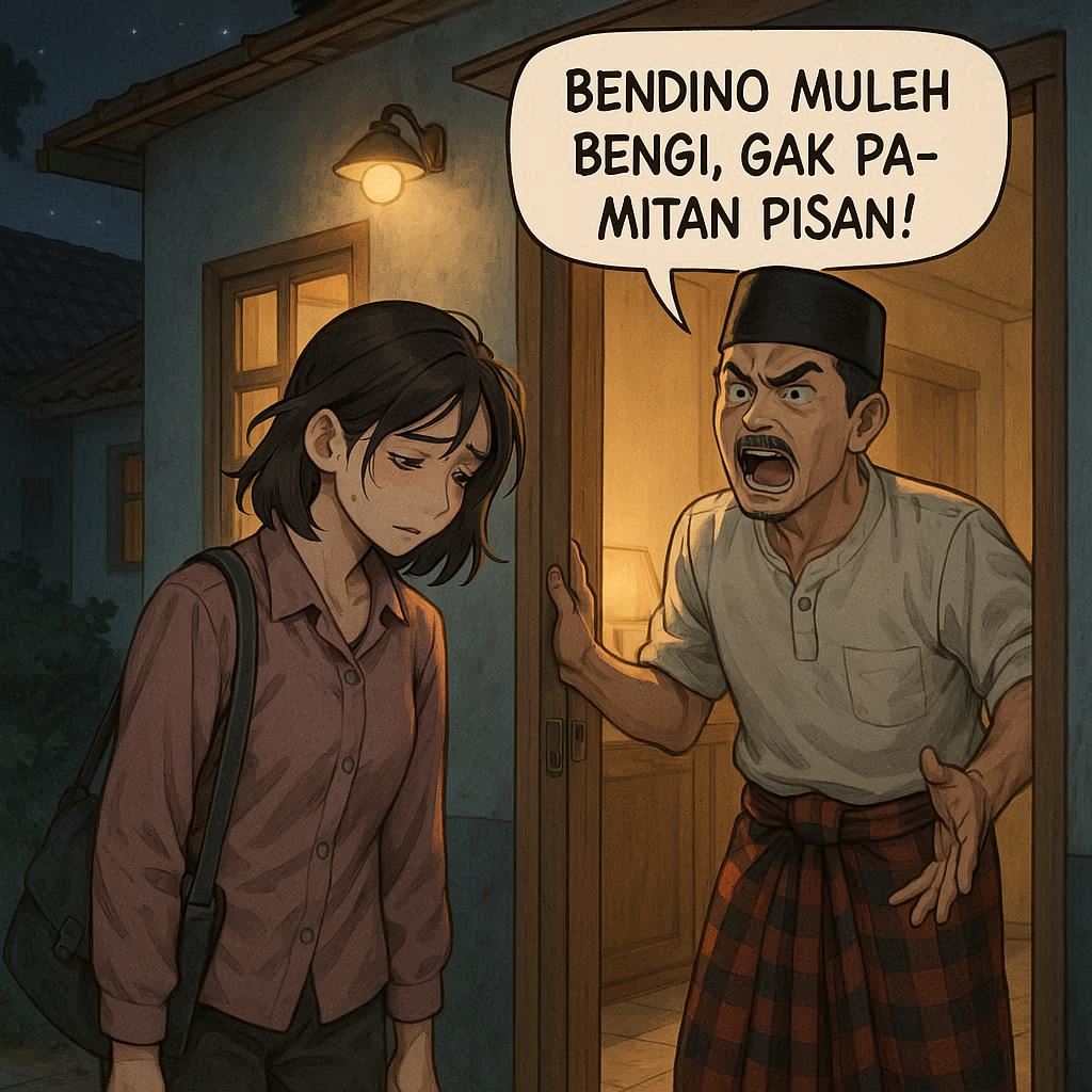 Ilustrasi rumah tangga Donwori dan Karin. (AI/ABDUL ROZAK/RADAR SURABAYA)