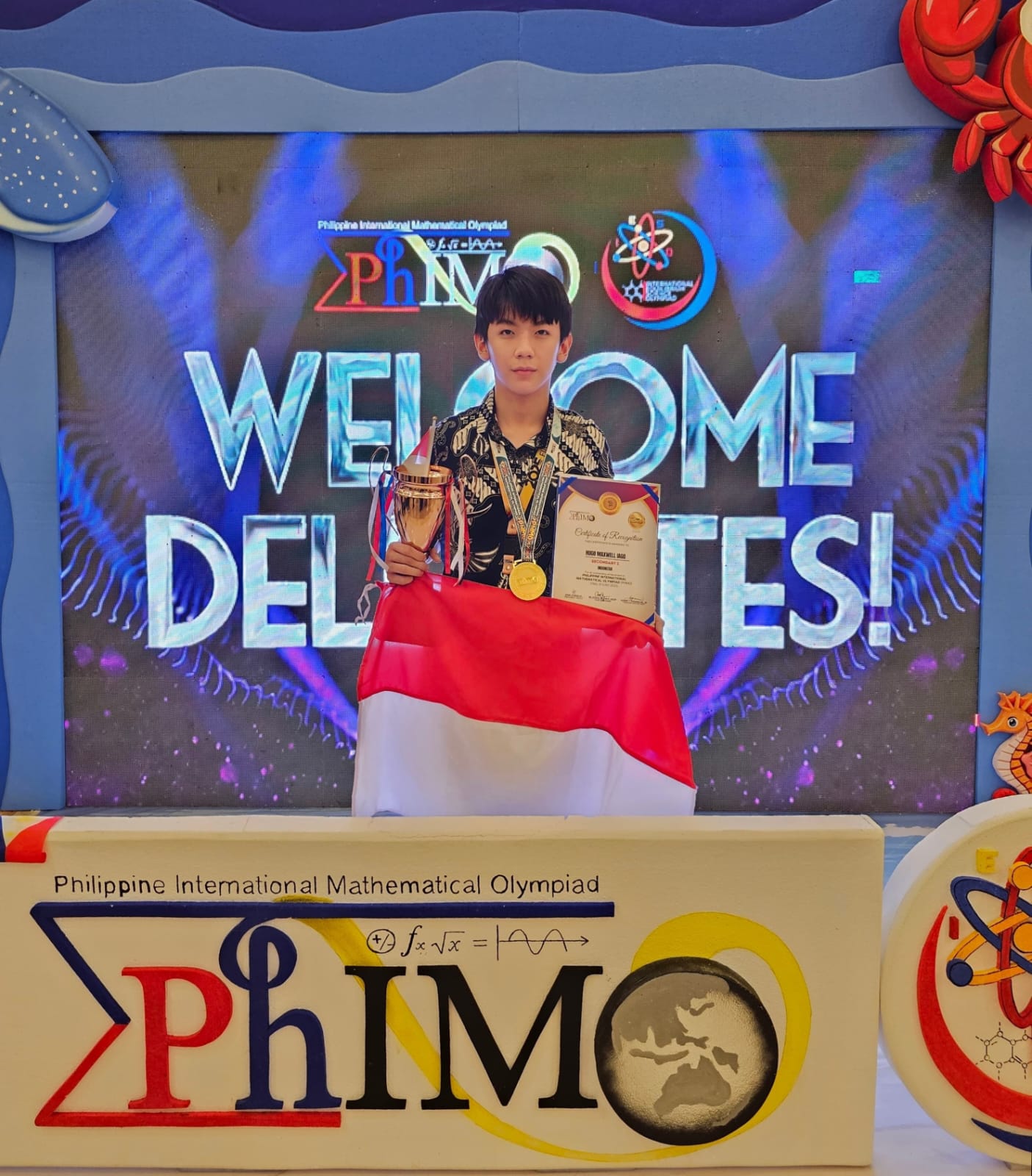 BUKTI KERJA KERAS: Semangat dan kerja kerasnya, Hugo Maxwell berhasil menyabet Gold Medal, 2nd Runner-Up, serta Top Star Award di PHIMO 2025.(IST/RADAR SURABAYA)