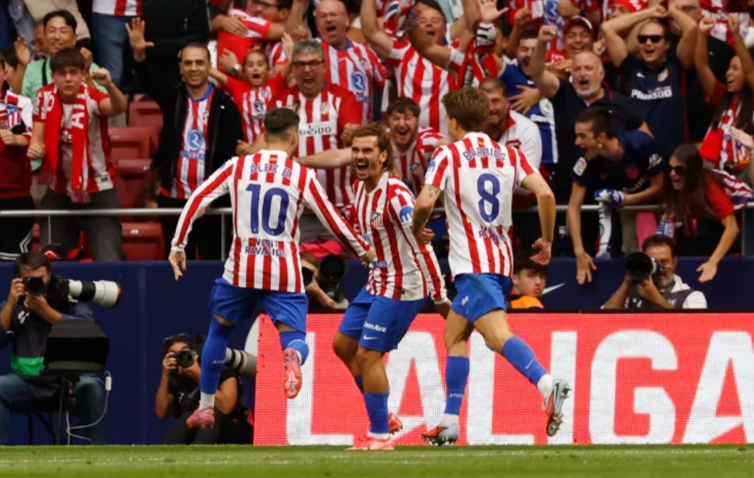 Antoine Griezmann cetak gol kelima untuk kemenangan Atletico Madrid.