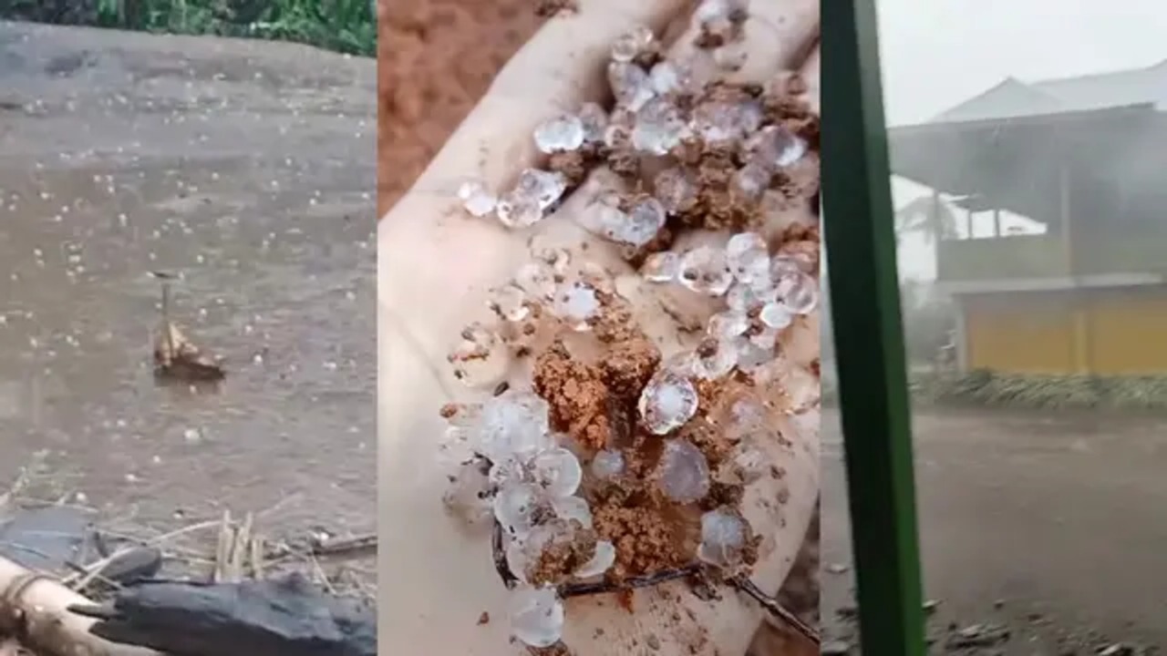 Fenomena hujan es di Lampung Barat yang berlangsung sekitar satu jam, membuat sejumlah atap rumah bocor dan jaringan listrik terputus.