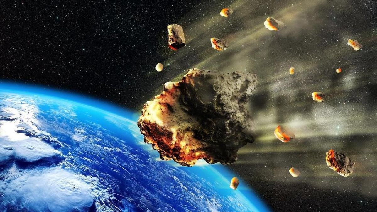 Ilustrasi tabrakan meteorit purba yang membawa emas ke Bumi, terjadi sekitar 4 miliar tahun lalu.