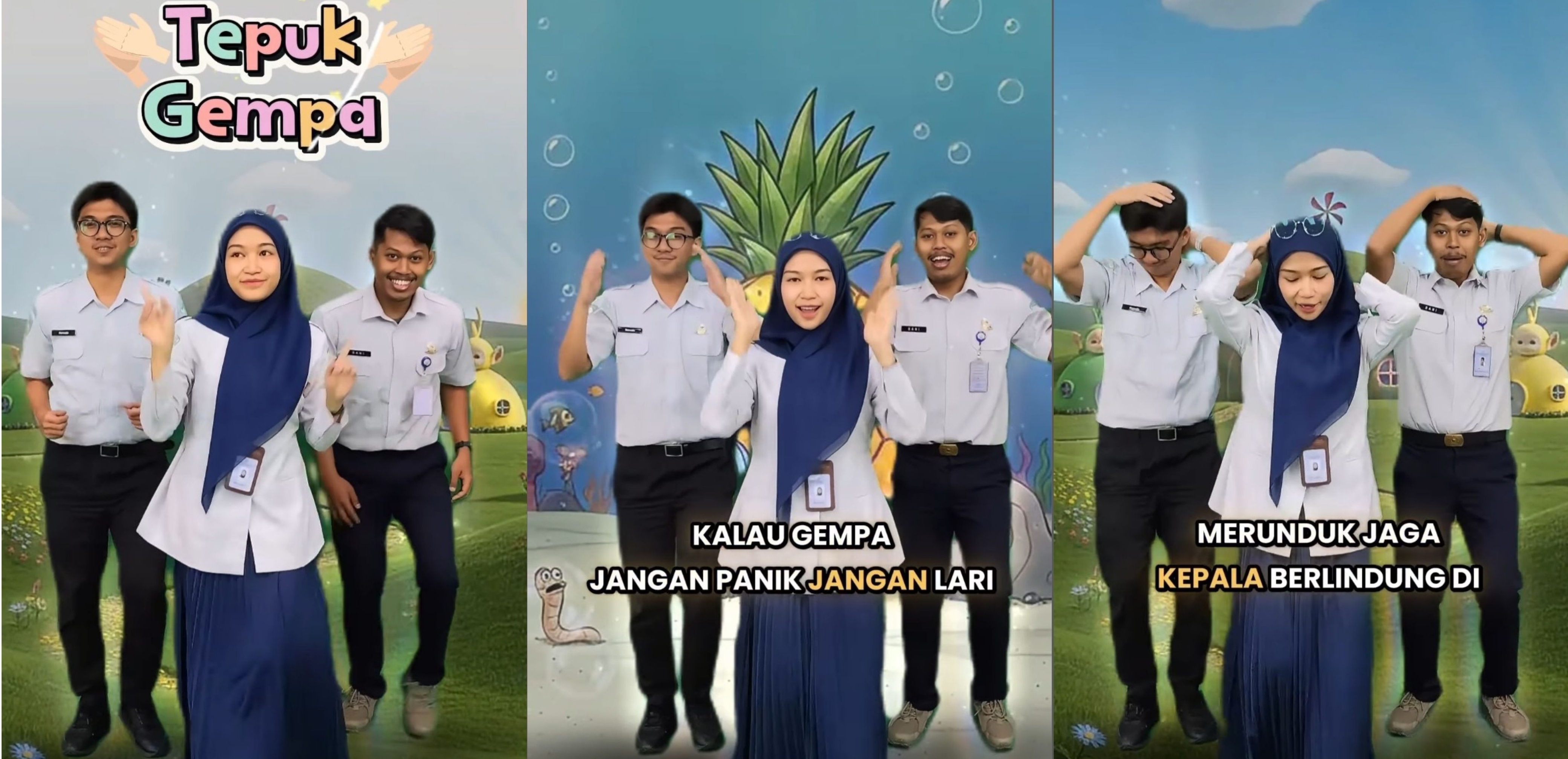 Gerakan tepuk gempa sebagai edukasi&nbsp;mitigasi gempa yang menarik bagi masyarakat luas.