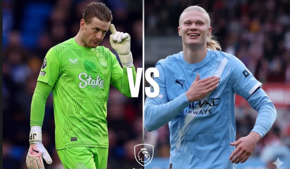 Jordan Pickford akan diuji ketajaman Erling Haaland.