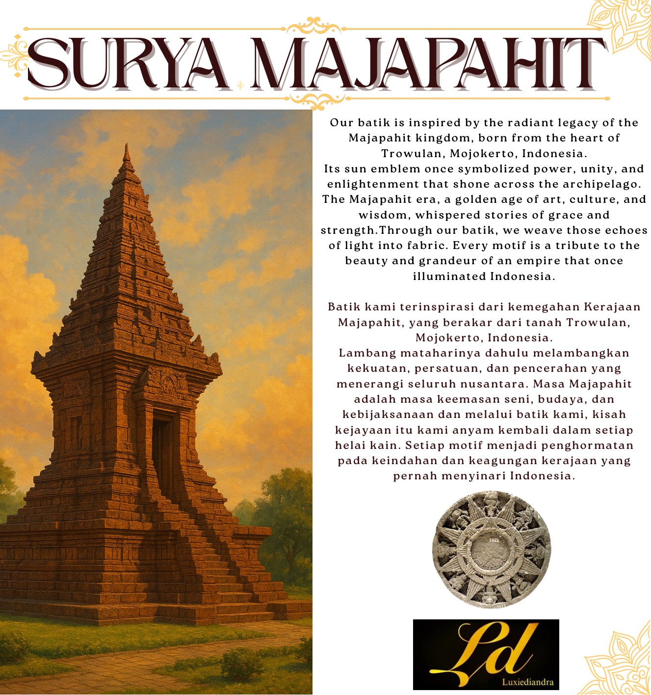 GEBRAKAN: Koleksi Surya Majapahit dijadwalkan akan diluncurkan pada Desember 2025 di Paris.(IST/RADAR SURABAYA)
